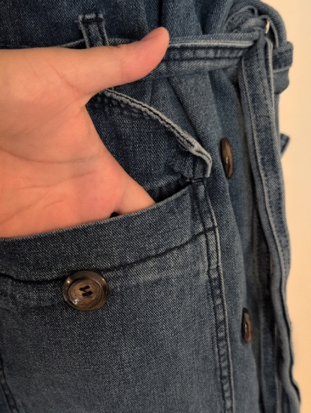Forever 21 Dark Blue Denim Trench Coat with Belt - Picture 5 of 8